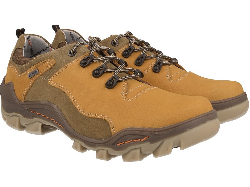Men's trekking NIK boots, YELLOW leather, breathable membrane Sympatex