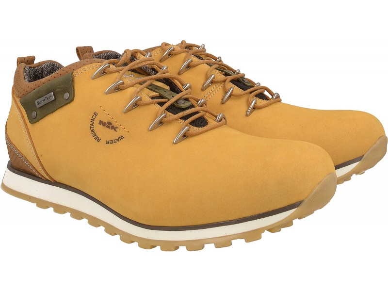 Men's trekking NIK shoes, LIGHT-BROWN leather, breathable membrane Sympatex