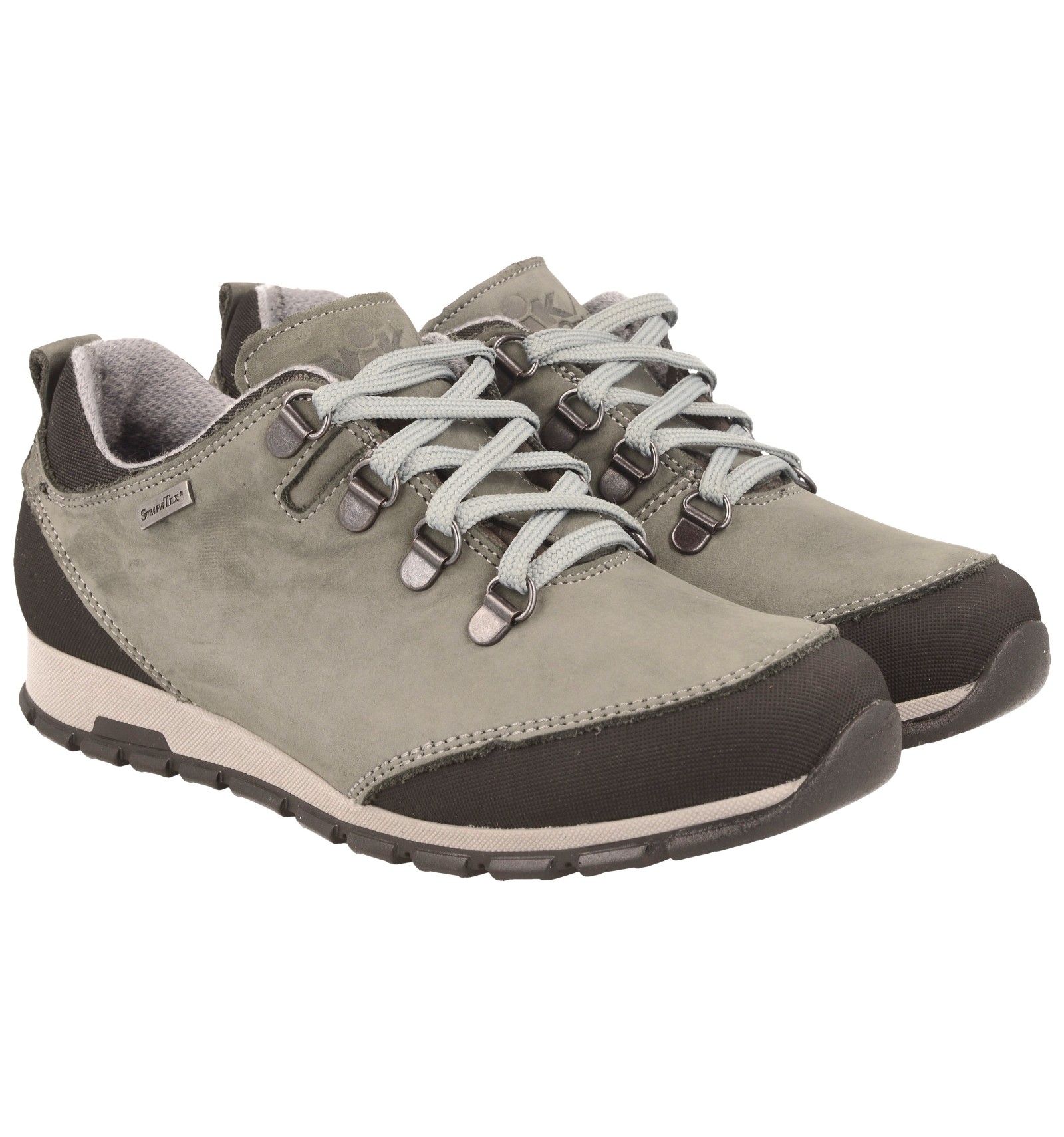 Women's hiking shoes, GREY leather, breathable membrane Sympatex