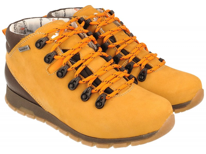 Women's hiking shoes, YELLOW leather, breathable membrane Sympatex
