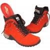 Trekking shoes youth, RED leather nubukowa, breathable membrane